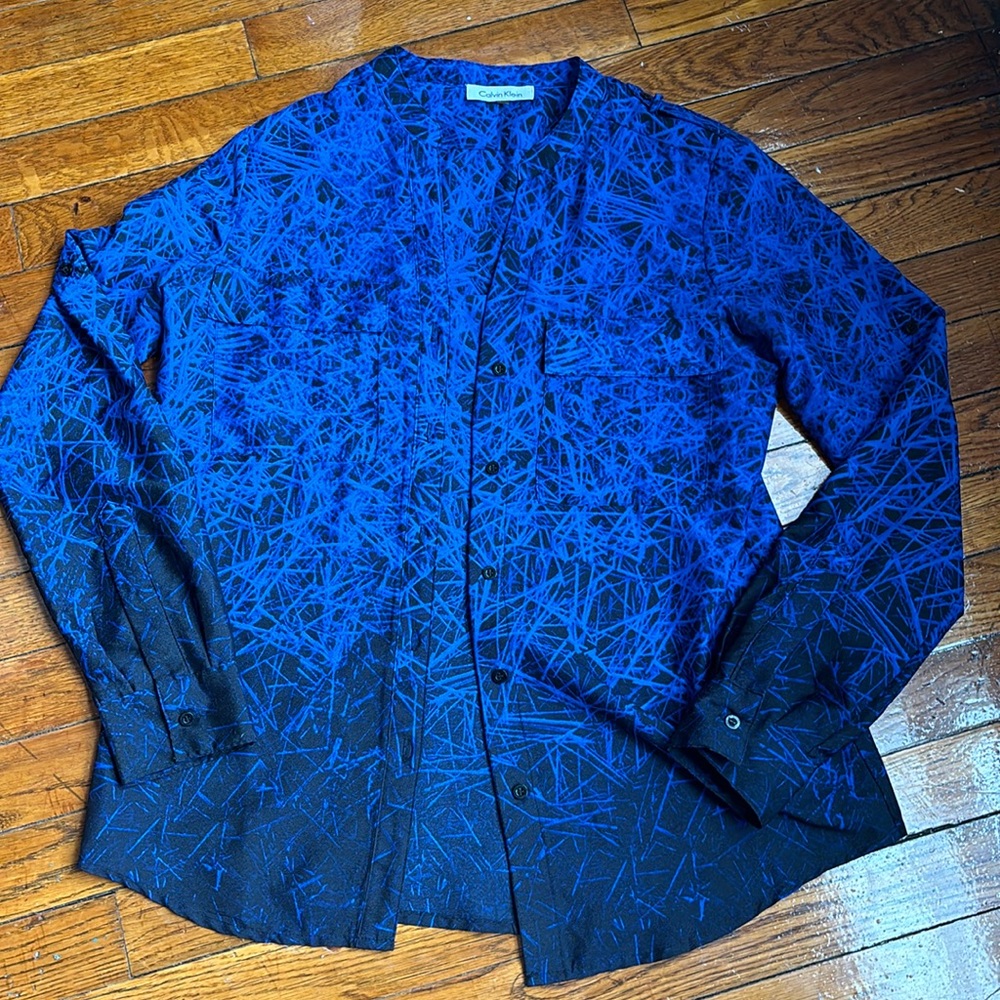 Calvin Klein blue and black blouse! Size small! Worn a couple times!